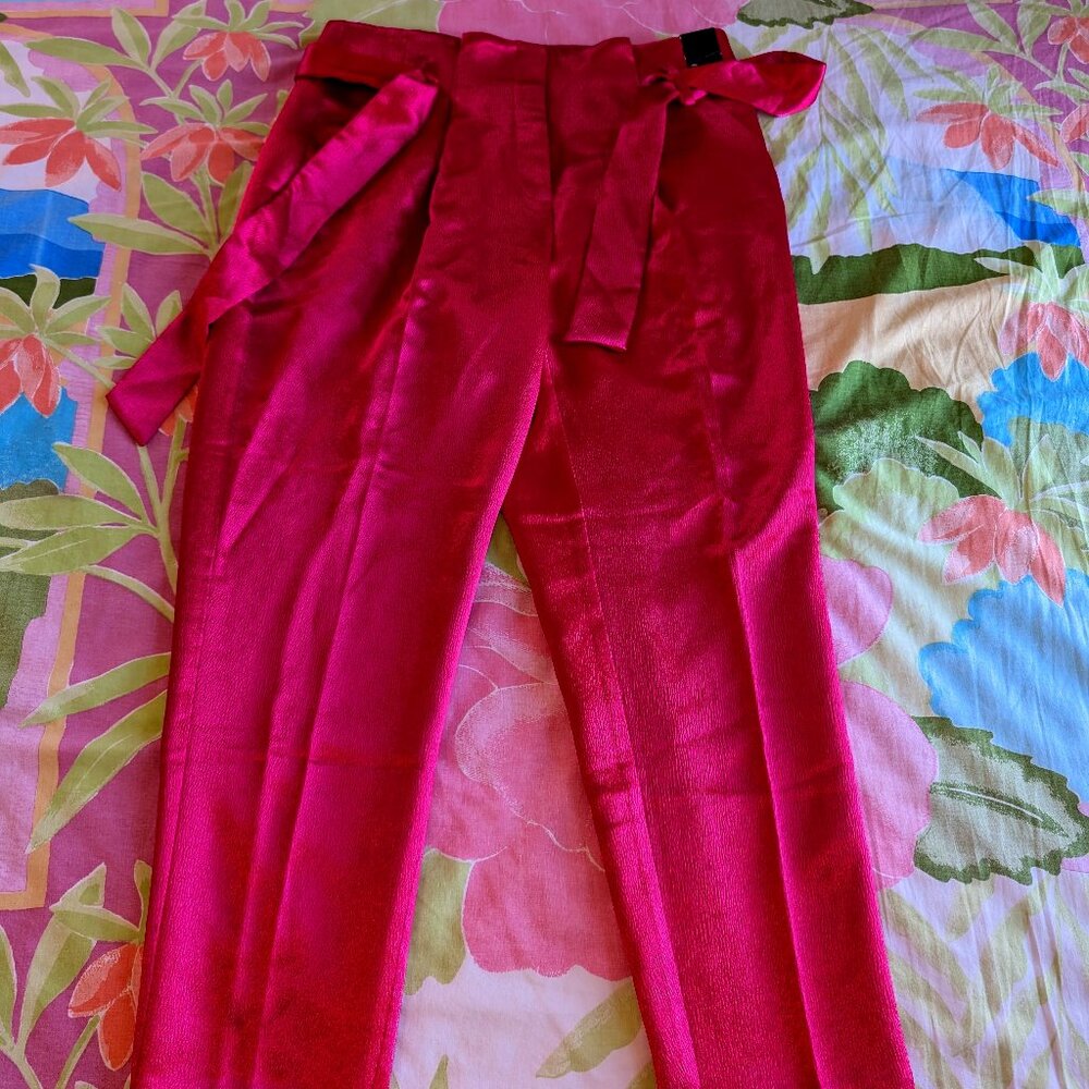 Women's Size 12 Metallic Pink Ankle Slim Stretch Pant 7th Avenue Design NY&C NWT